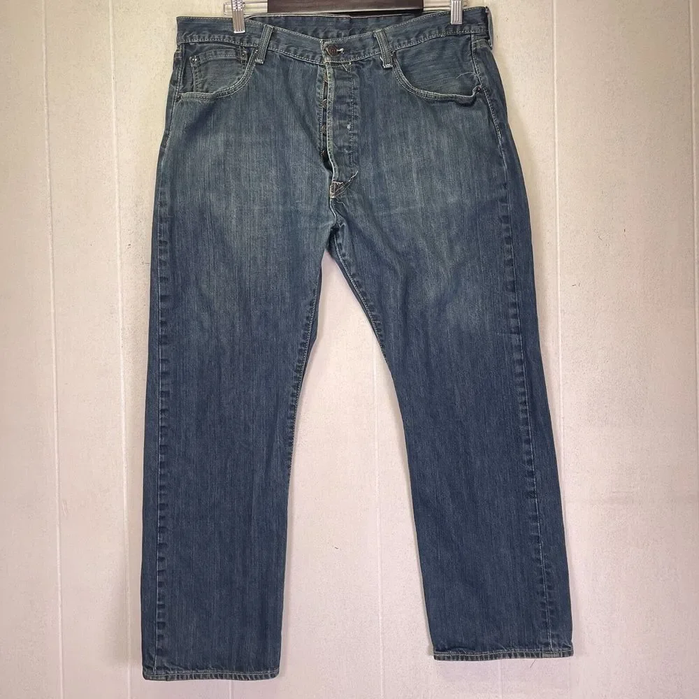 Levi's 501 Button Fly‎ Jeans Men 38x29 Blue Denim BlokeCore ClassicCore Straight